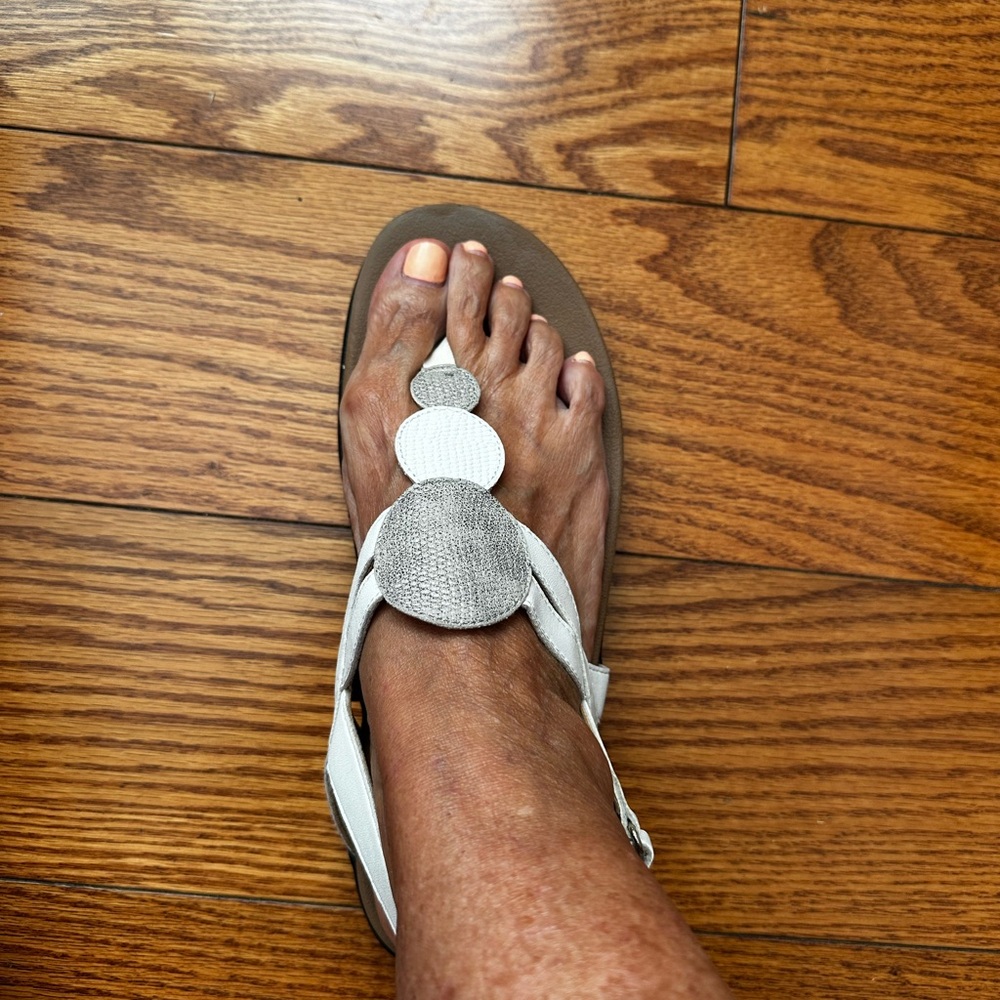 Rockport Silver and Brown Thong Sandals